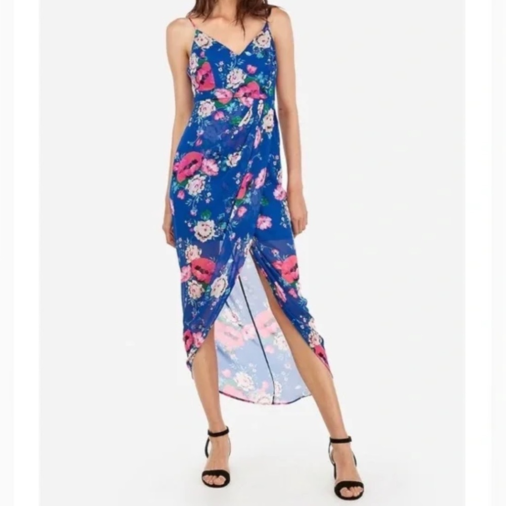 Express Blue Floral High Low Dress